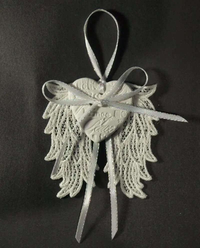 Angel Wings Tree Ornament Heavenly Holiday Decor, Handmade Christmas